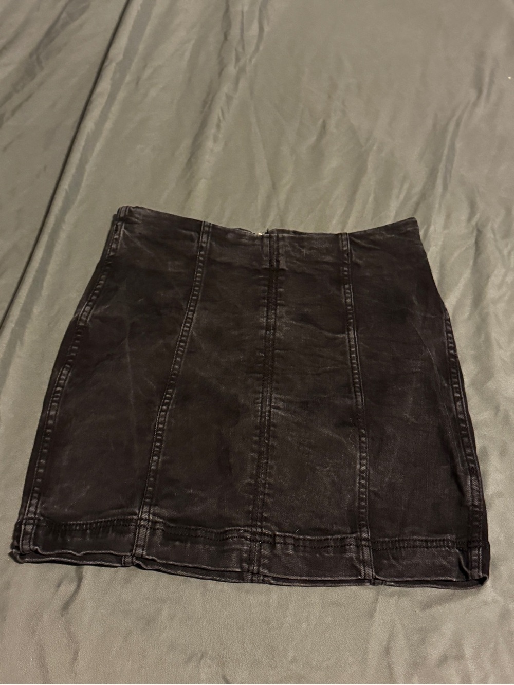 Free People Black Washed Denim Panel Mini Skirt